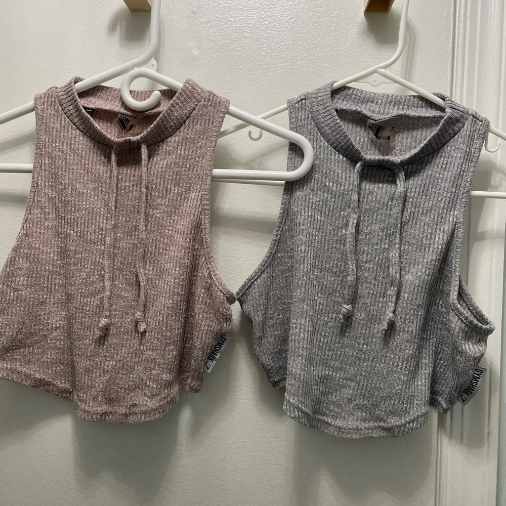 2 Small Gymshark Cropped Vests | Gymshark Mock Turtle Ribbed Top Size Small